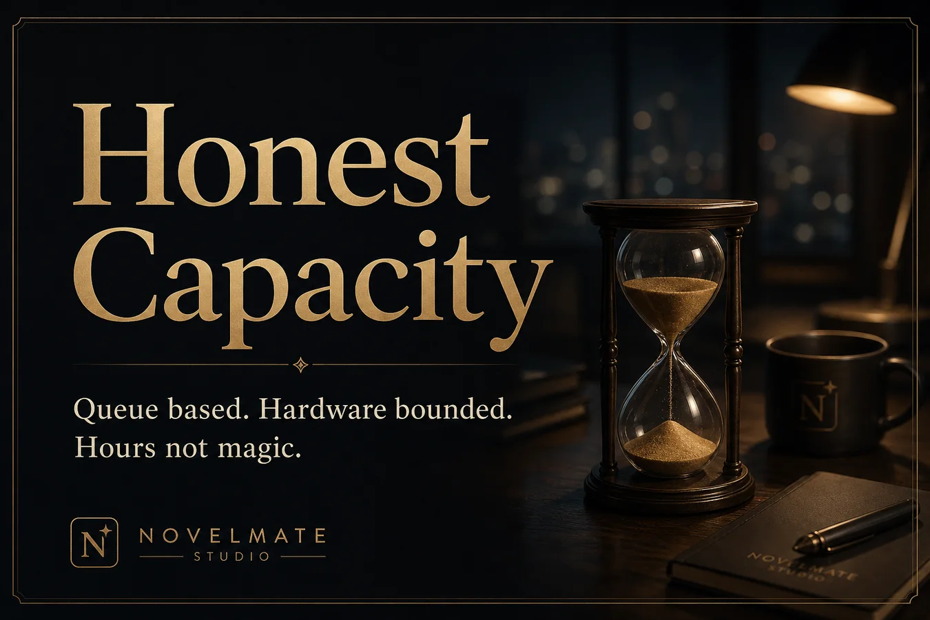 Feature card: Honest Capacity. Queue based. Hardware bounded.