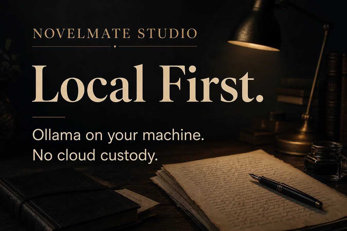 Feature card: Local First. Ollama on your machine. No cloud custody.