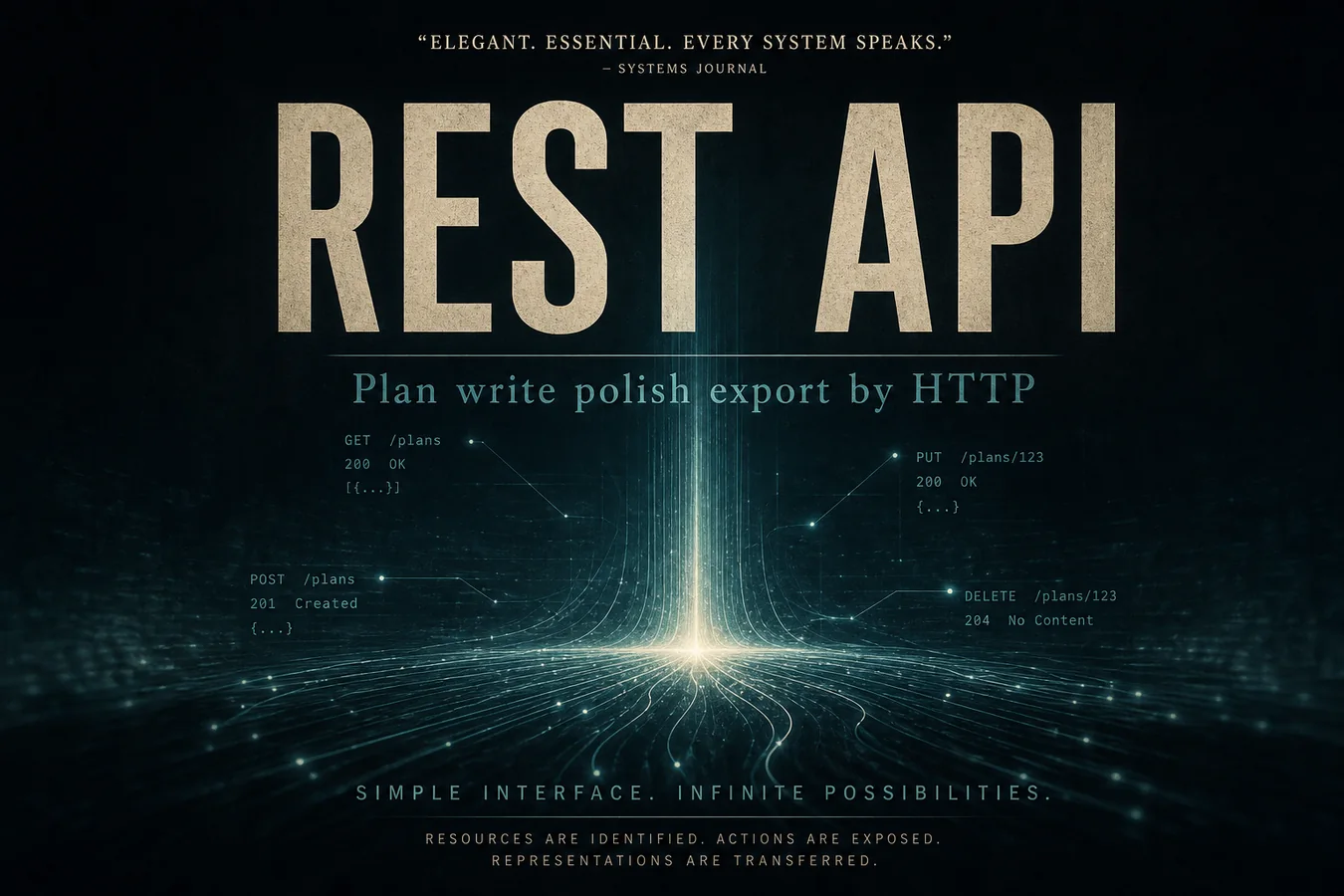 Feature card: REST API. Plan write polish export by HTTP.