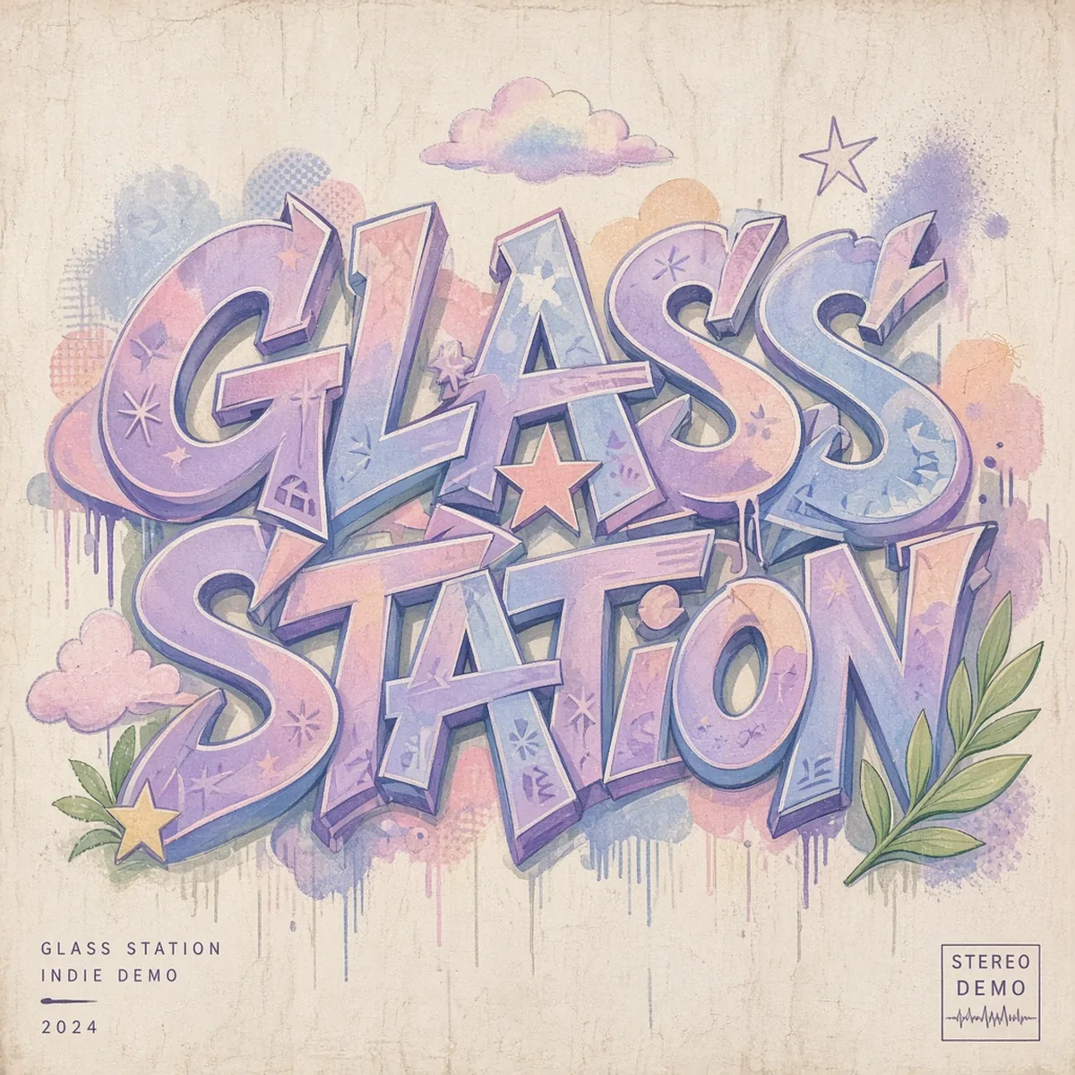 Demo album cover Glass Station pastel graffiti