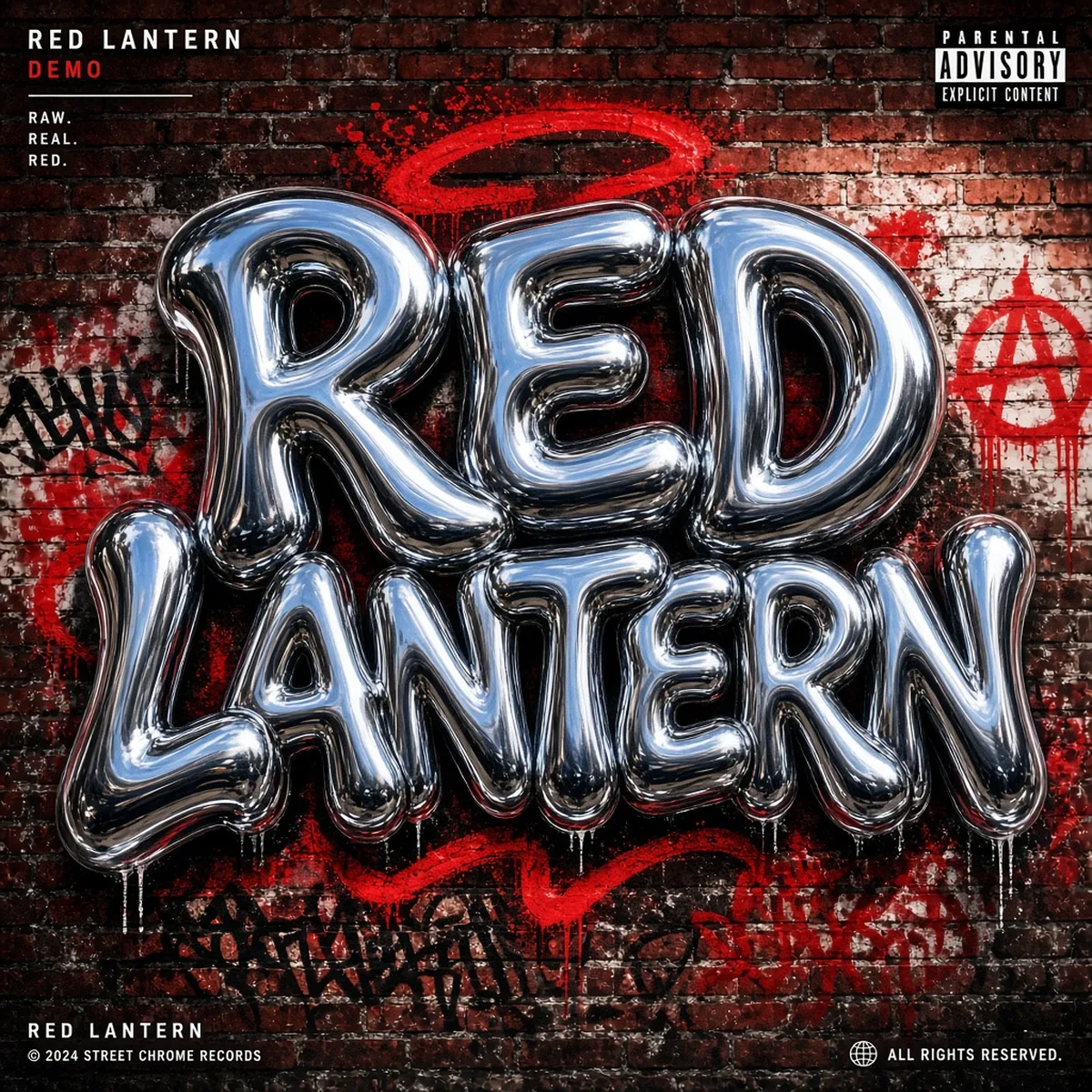 Demo album cover Red Lantern chrome graffiti